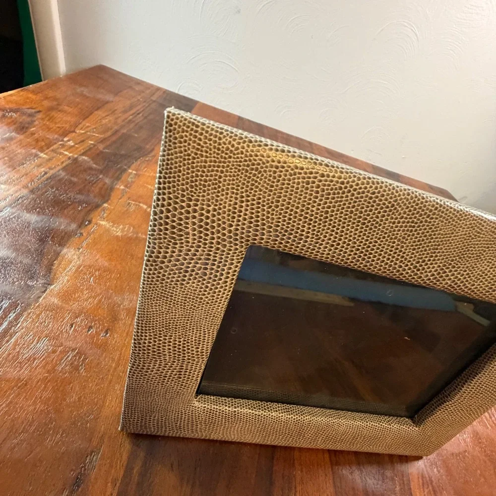 Nate Berkus Faux Lizard Skin Picture Frame Beige 4x6 Textured Tabletop Decor